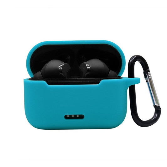 Anti-fall Silicone Case for TOZO NC2 Wireless Bluetooth Headphones Cover with Anti-lost Carabiner - Lake Blue