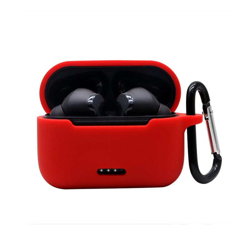 Anti-fall Silicone Case for TOZO NC2 Wireless Bluetooth Headphones Cover with Anti-lost Carabiner - Red