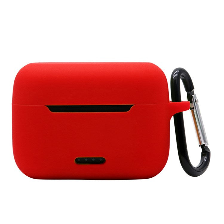 Anti-fall Silicone Case for TOZO NC2 Wireless Bluetooth Headphones Cover with Anti-lost Carabiner - Red