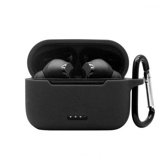 Anti-fall Silicone Case for TOZO NC2 Wireless Bluetooth Headphones Cover with Anti-lost Carabiner - Black
