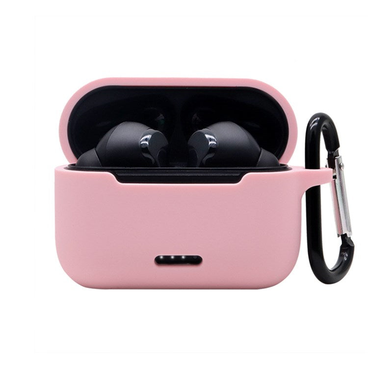 Anti-fall Silicone Case for TOZO NC2 Wireless Bluetooth Headphones Cover with Anti-lost Carabiner - Pink