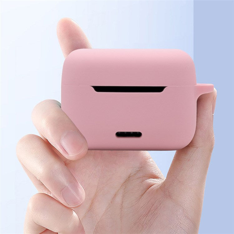 Anti-fall Silicone Case for TOZO NC2 Wireless Bluetooth Headphones Cover with Anti-lost Carabiner - Pink