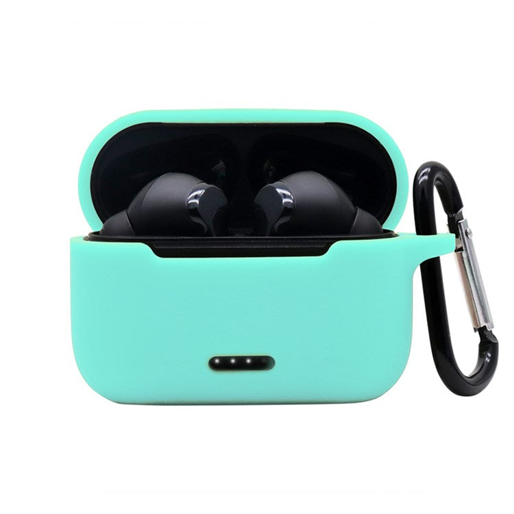 Anti-fall Silicone Case for TOZO NC2 Wireless Bluetooth Headphones Cover with Anti-lost Carabiner - Light Green