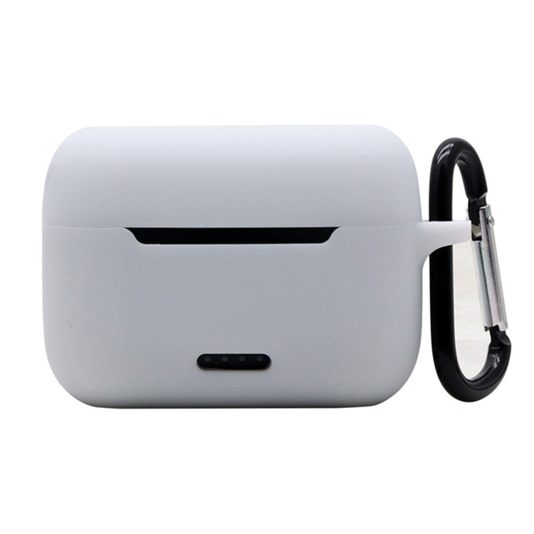 Anti-fall Silicone Case for TOZO NC2 Wireless Bluetooth Headphones Cover with Anti-lost Carabiner - White
