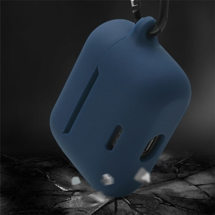 Anti-fall Silicone Case for TOZO NC2 Wireless Bluetooth Headphones Cover with Anti-lost Carabiner - White