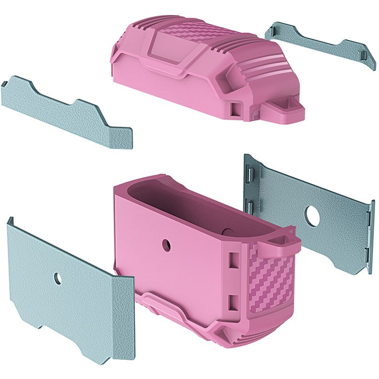 For Apple AirPods 3 Bluetooth Earphone Case PC + TPU Dual Layer Anti-drop Protective Cover with Key Ring - Pink/Rose