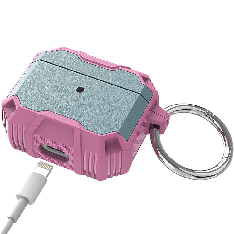 For Apple AirPods 3 Bluetooth Earphone Case PC + TPU Dual Layer Anti-drop Protective Cover with Key Ring - Pink/Rose