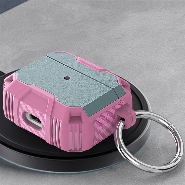 For Apple AirPods 3 Bluetooth Earphone Case PC + TPU Dual Layer Anti-drop Protective Cover with Key Ring - Pink/Rose