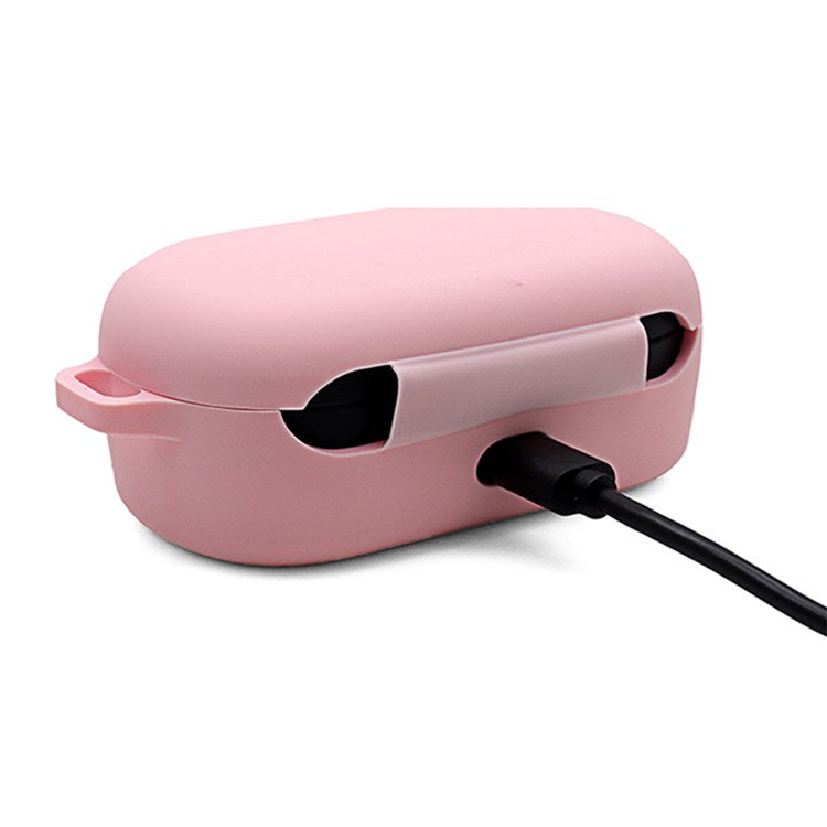 For Bose QuietComfort Earbuds Silicone Cover Bluetooth TWS Earphone Protective Sleeve Case with Anti-lost Buckle - Pink