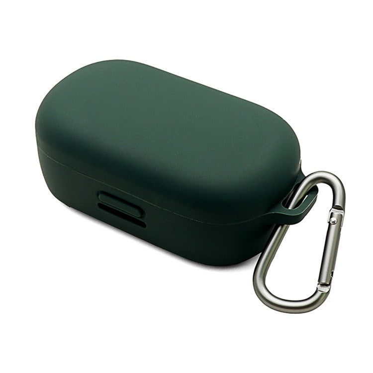 For Bose QuietComfort Earbuds Silicone Cover Bluetooth TWS Earphone Protective Sleeve Case with Anti-lost Buckle - Blackish Green