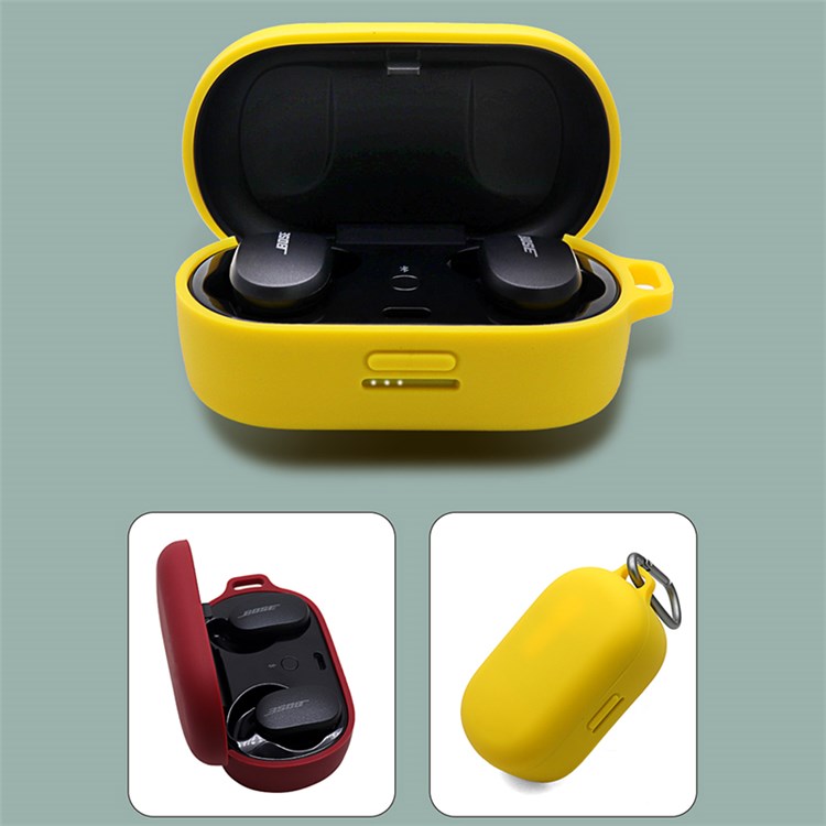 For Bose QuietComfort Earbuds Silicone Cover Bluetooth TWS Earphone Protective Sleeve Case with Anti-lost Buckle - Dark Blue