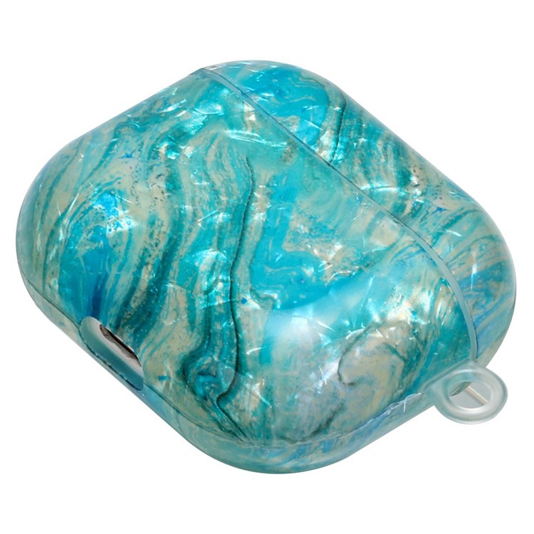 For Apple AirPods 3 Shell Grain Pattern Printing IMD TPU Earphone Case Anti-scratch Charging Box Protector with Lanyard - Luxurious Marble