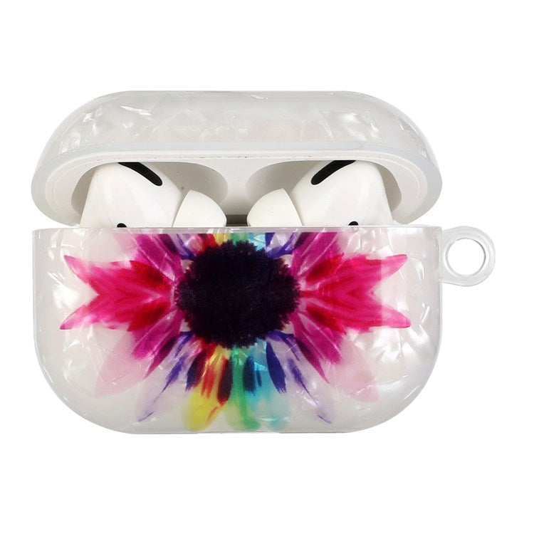 Full Protection Earphone Case for Apple AirPods Pro, Pattern Printed IMD TPU Cover Shell Grain Earbud Protector with Hook - Colorful Sunflower