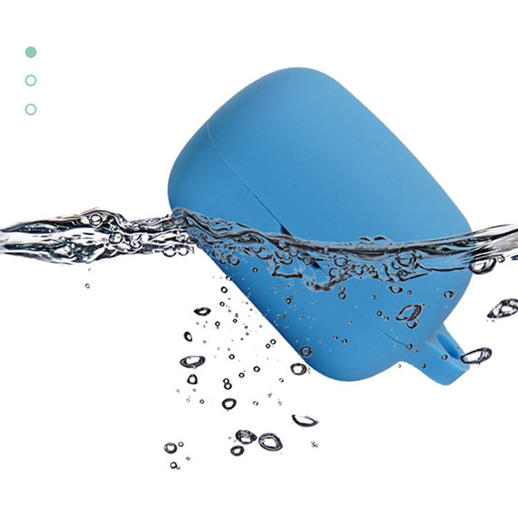 For Sony Linkbuds/WF-L900 Earphone Charging Case Silicone Protective Cover with 3 Sizes Ear Tips and Hanging Buckle - Blue