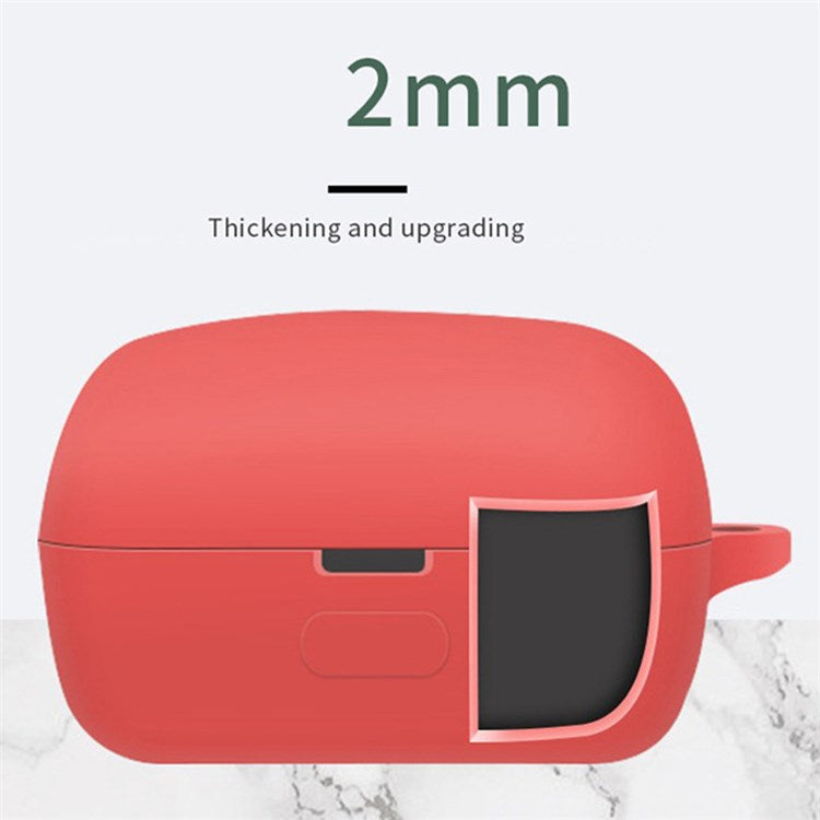 For Sony Linkbuds/WF-L900 Earphone Charging Case Silicone Protective Cover with 3 Sizes Ear Tips and Hanging Buckle - Green