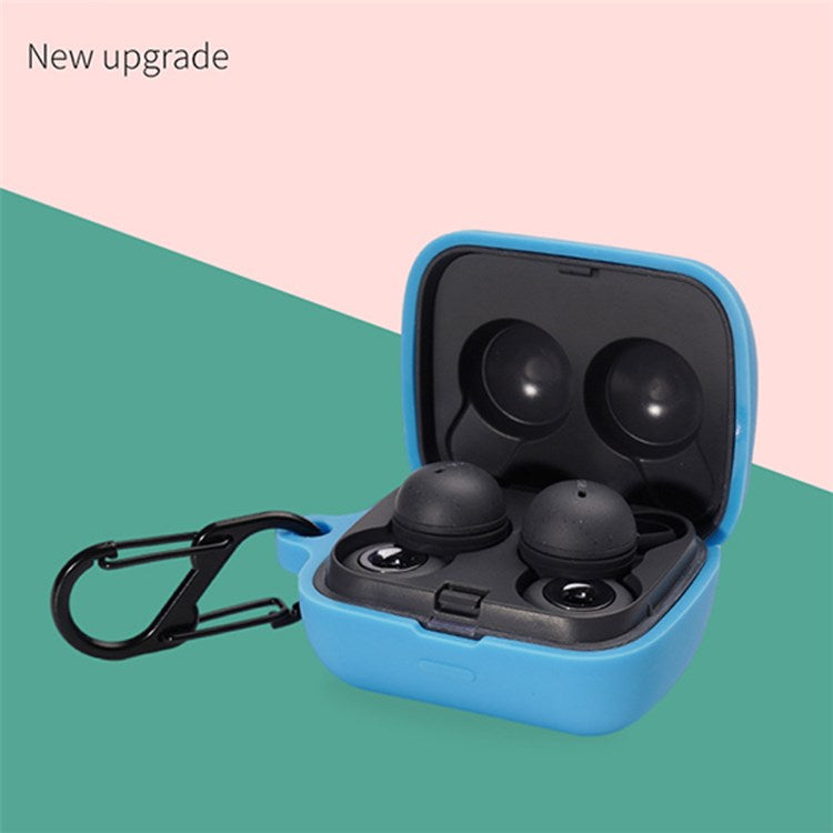 For Sony Linkbuds/WF-L900 Earphone Charging Case Silicone Protective Cover with 3 Sizes Ear Tips and Hanging Buckle - Midnight Blue