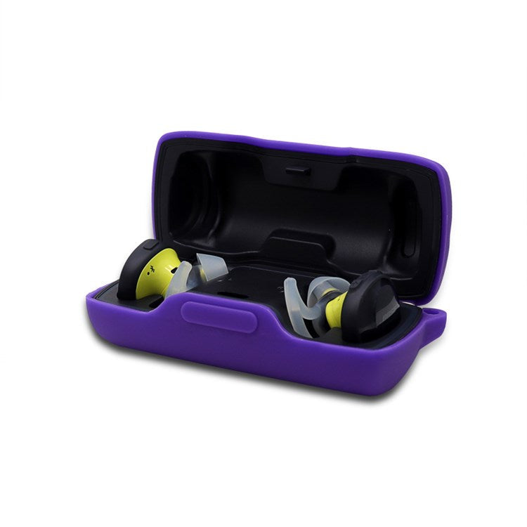 For Bose SoundSport Free TWS Bluetooth Earphone Silicone Case Anti-drop Protective Cover with Anti-lost Buckle - Purple