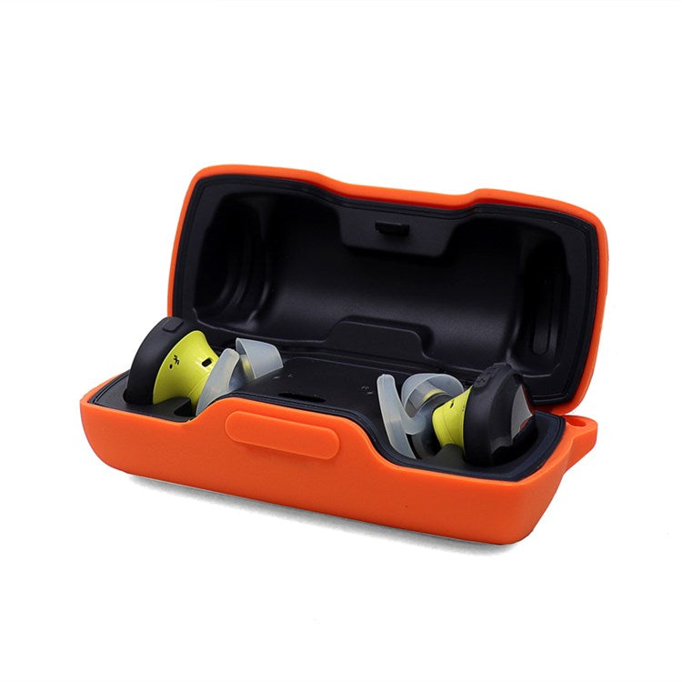 For Bose SoundSport Free TWS Bluetooth Earphone Silicone Case Anti-drop Protective Cover with Anti-lost Buckle - Orange