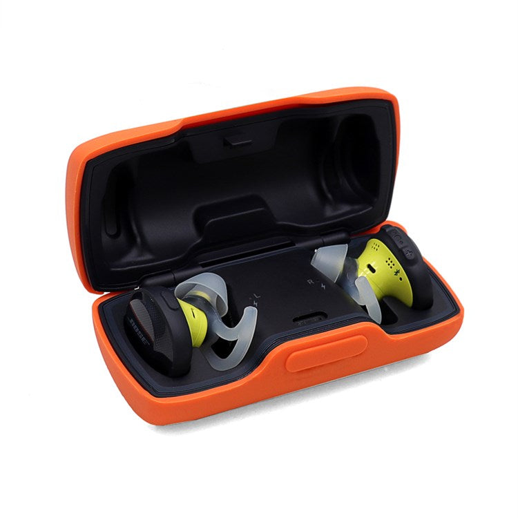 For Bose SoundSport Free TWS Bluetooth Earphone Silicone Case Anti-drop Protective Cover with Anti-lost Buckle - Orange