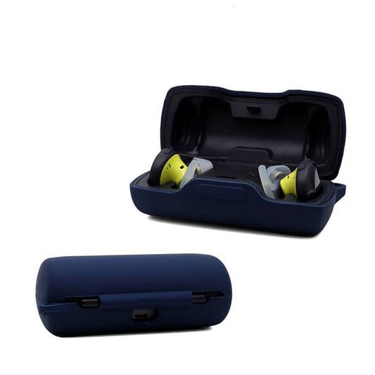 For Bose SoundSport Free TWS Bluetooth Earphone Silicone Case Anti-drop Protective Cover with Anti-lost Buckle - Midnight Blue