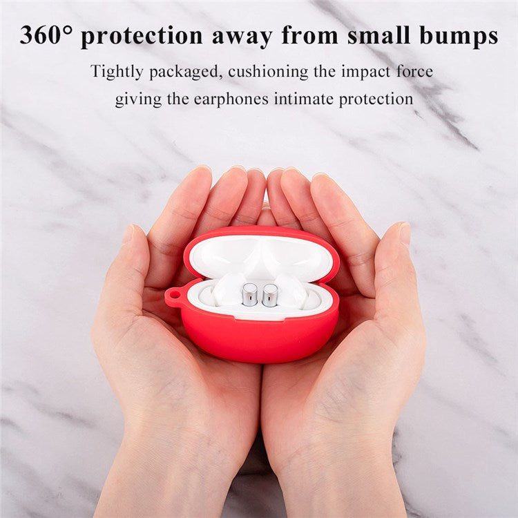 For Realme Buds Air 3 Soft Silicone Shockproof Anti-fall Bluetooth Earphone Protective Case Shell with Buckle - White