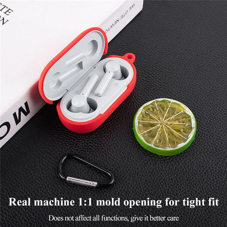 For OnePlus Buds Z Soft Silicone Anti-fingerprint Anti-drop Bluetooth Earphone Protective Case Cover with Buckle - Midnight Green