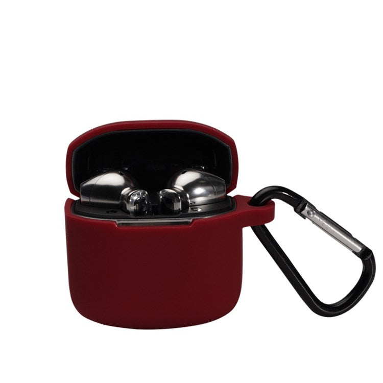 For Edifier LolliPods Mini TWS Bluetooth Earphone Silicone Cover Drop-proof Case with Anti-lost Buckle - Wine Red