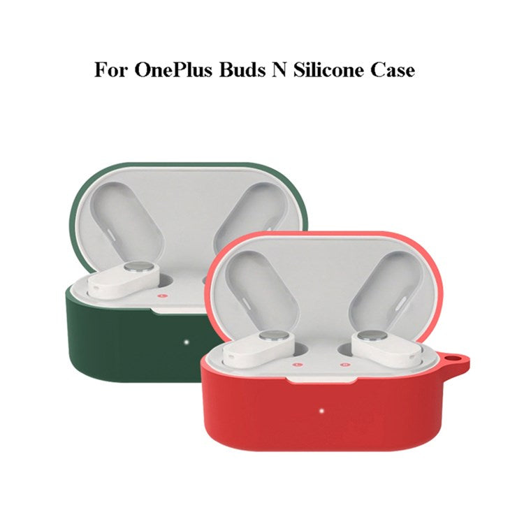 For OnePlus Buds N / Nord Buds Bluetooth Earphone Silicone Cover Anti-scratch Case with Anti-lost Buckle - White