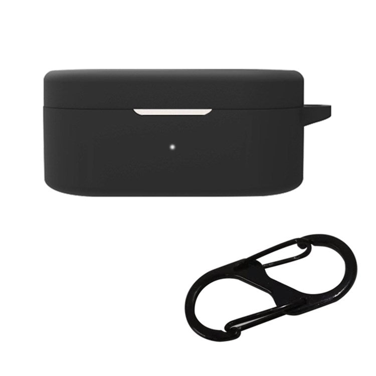 For OnePlus Buds N / Nord Buds Bluetooth Earphone Silicone Cover Anti-scratch Case with Anti-lost Buckle - Black