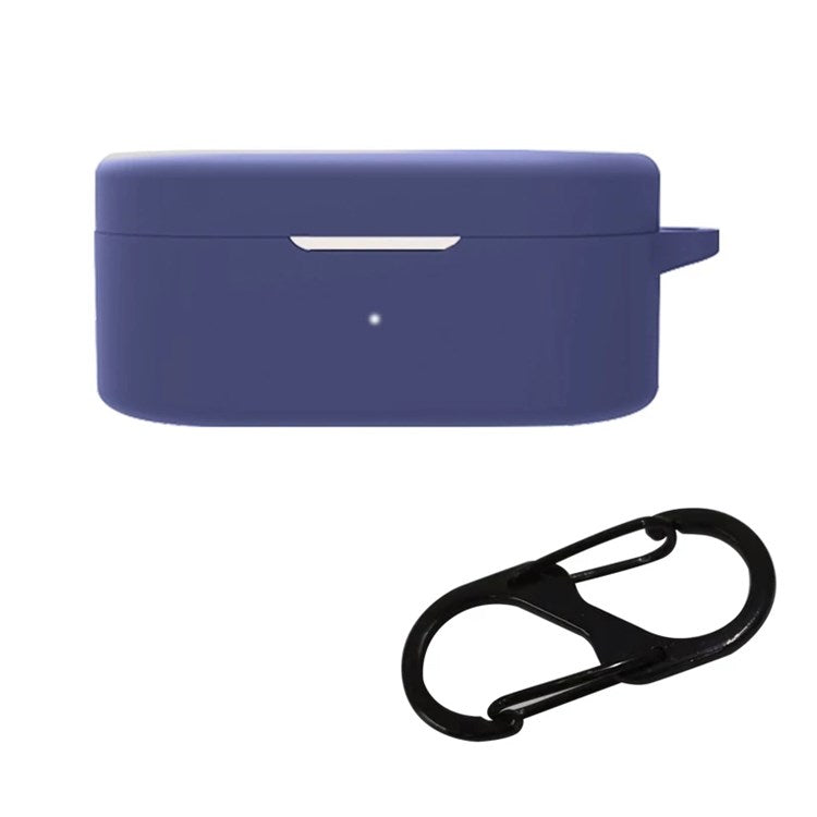 For OnePlus Buds N / Nord Buds Bluetooth Earphone Silicone Cover Anti-scratch Case with Anti-lost Buckle - Dark Blue