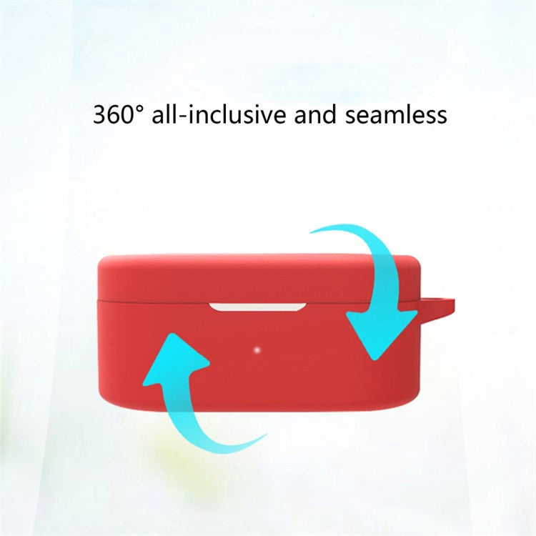 For OnePlus Buds N / Nord Buds Bluetooth Earphone Silicone Cover Anti-scratch Case with Anti-lost Buckle - Dark Blue