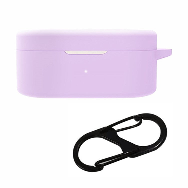 For OnePlus Buds N  /  Nord Buds Bluetooth Earphone Silicone Cover Anti-scratch Case with Anti-lost Buckle - Purple
