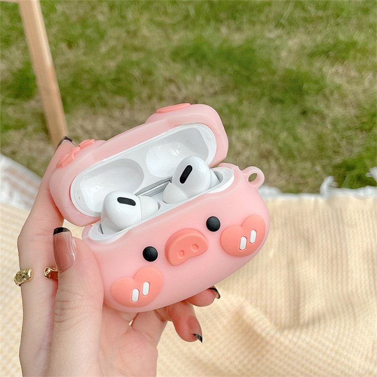 Earphone Silicone Case for Apple AirPods Pro, Bowknot Heart Piggy Design Full Protection Charging Box Cover Protector with Hook