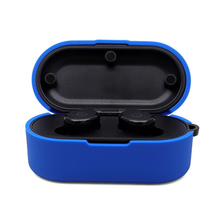 Earphone Case for TOZO T10, Bluetooth Earbuds Silicone Cover Charging Box Shell Protector with Anti-loss Buckle - Blue
