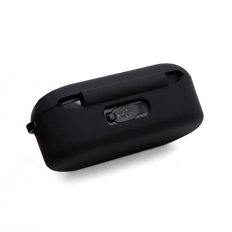 Earphone Case for TOZO T10, Bluetooth Earbuds Silicone Cover Charging Box Shell Protector with Anti-loss Buckle - Black