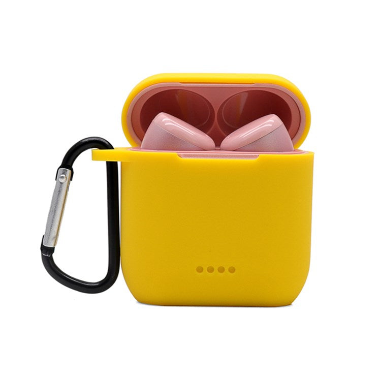 Bluetooth Earphone Protective Case for TOZO T6, Soft Silicone Charging Box Anti-drop Cover Shell with Anti-loss Buckle - Yellow