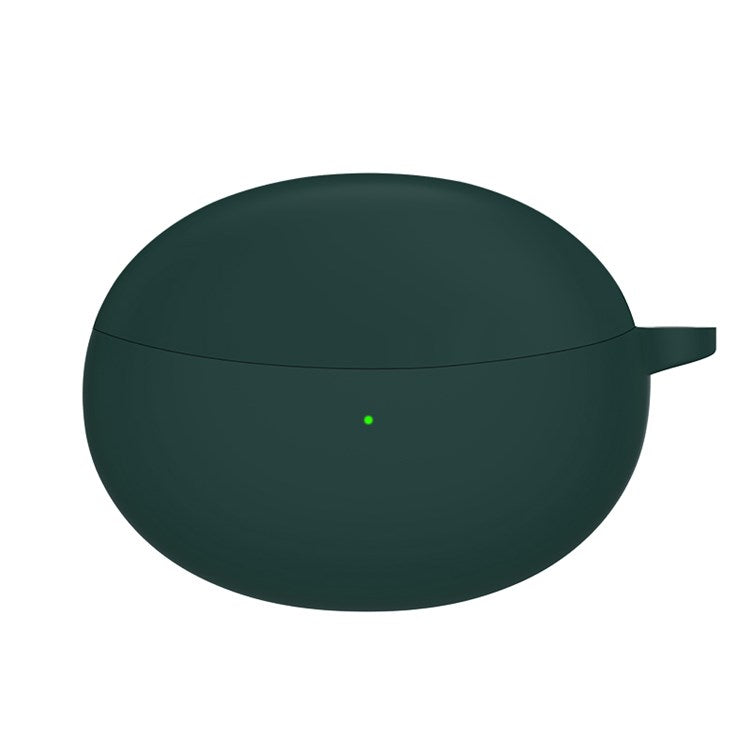 For OPPO Enco Air2 Pro Earbuds Silicone Case Earphone Organizer Protective Skin Sleeve with Carabiner - Blackish Green