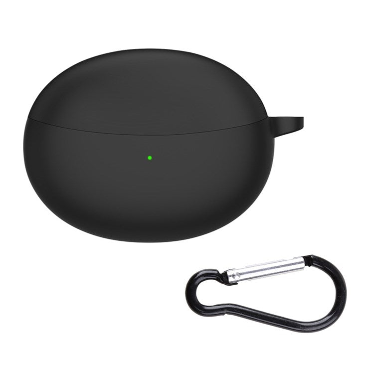 For OPPO Enco Air2 Pro Earbuds Silicone Case Earphone Organizer Protective Skin Sleeve with Carabiner - Black