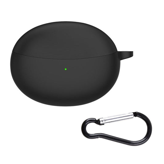 For OPPO Enco Air2 Pro Earbuds Silicone Case Earphone Organizer Protective Skin Sleeve with Carabiner - Black