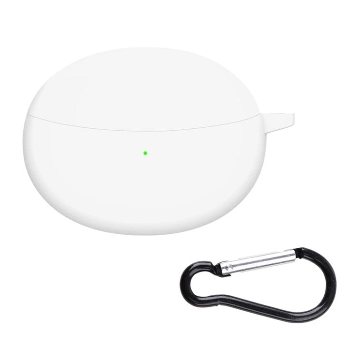 For OPPO Enco Air2 Pro Earbuds Silicone Case Earphone Organizer Protective Skin Sleeve with Carabiner - White