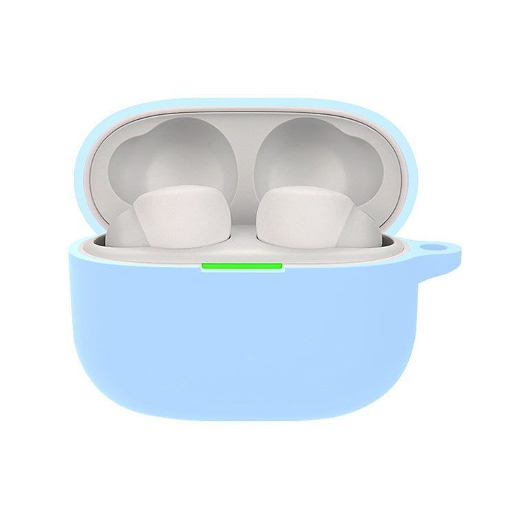 For Sony LinkBuds S Silicone Earbuds Protective Case Earphone Pouch Protective Skin Sleeve with Carabiner - Sky Blue