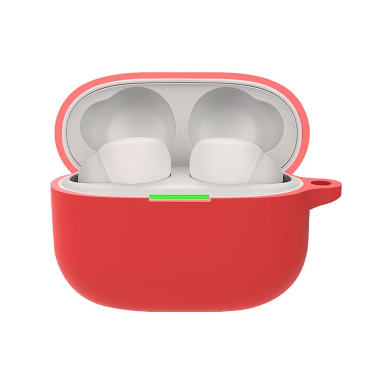 For Sony LinkBuds S Silicone Earbuds Protective Case Earphone Pouch Protective Skin Sleeve with Carabiner - Red