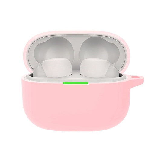 For Sony LinkBuds S Silicone Earbuds Protective Case Earphone Pouch Protective Skin Sleeve with Carabiner - Pink