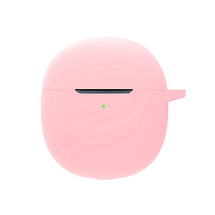 For vivo TWS Air Earphone Silicone Case Earbuds Charging Box Protective Cover with Hanging Buckle - Pink