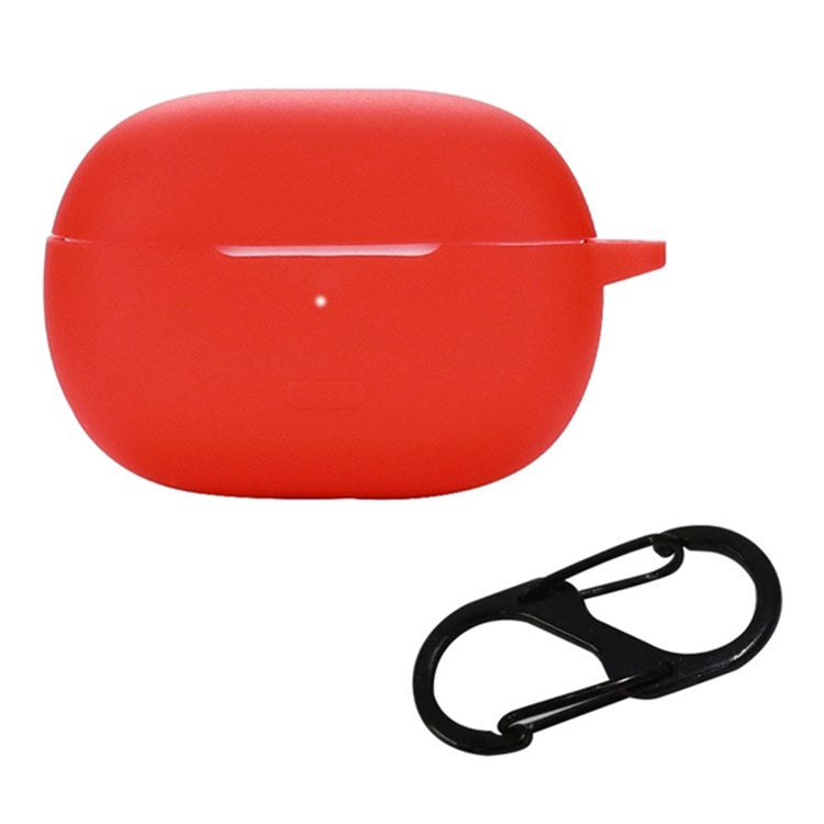 For Redmi Buds 4 Pro Earbuds Silicone Cover Bluetooth TWS Earphone Protective Sleeve Case with Anti-lost Buckle - Red