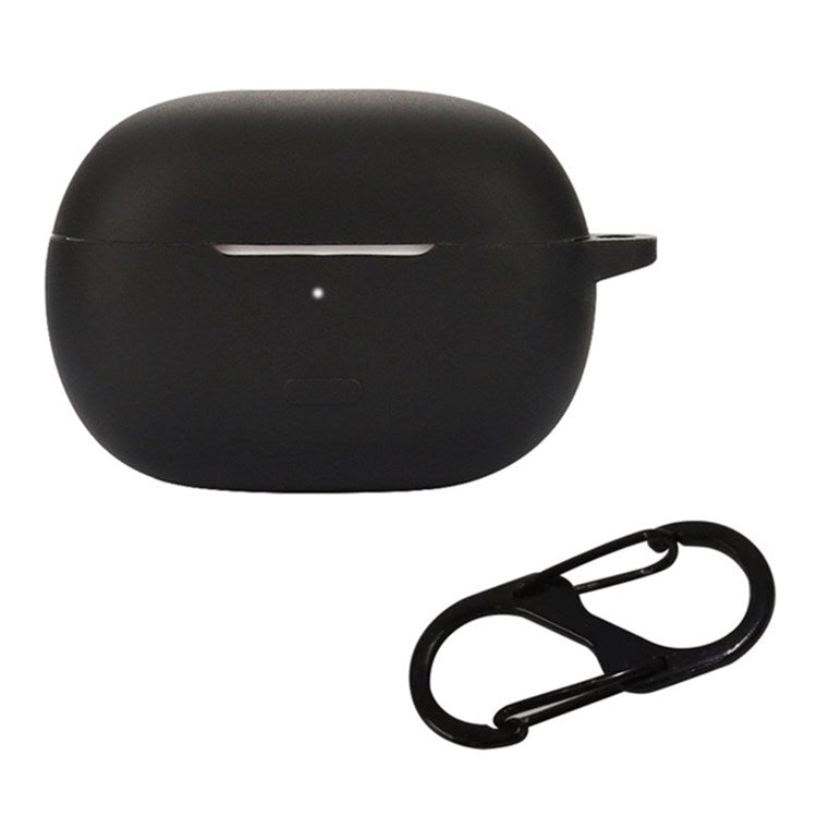 For Redmi Buds 4 Pro Earbuds Silicone Cover Bluetooth TWS Earphone Protective Sleeve Case with Anti-lost Buckle - Black