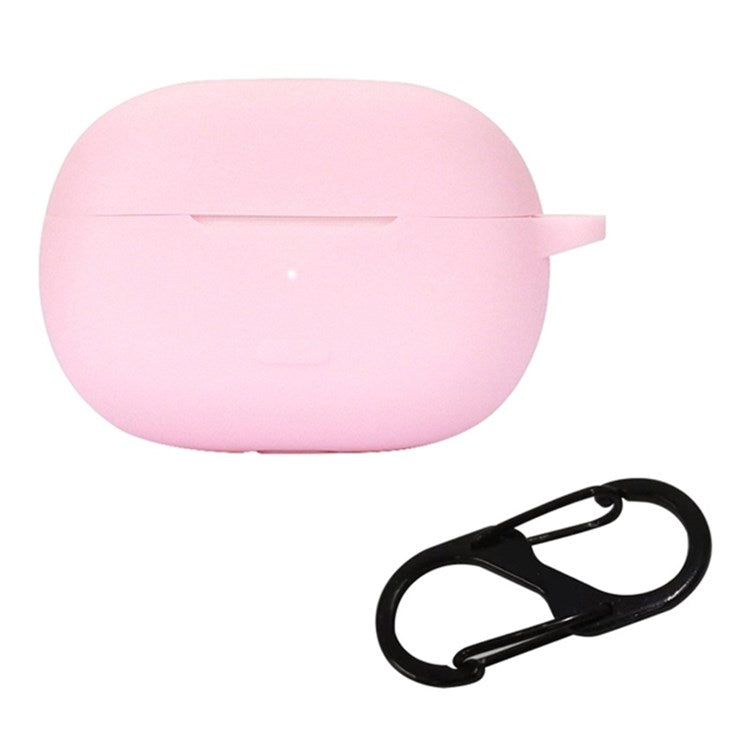 For Redmi Buds 4 Pro Earbuds Silicone Cover Bluetooth TWS Earphone Protective Sleeve Case with Anti-lost Buckle - Pink
