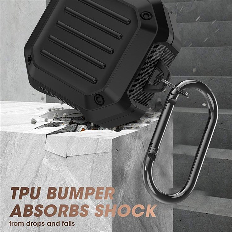 TPU + PC Anti-drop Earbuds Case Protector for Samsung Galaxy Buds2/Buds Live/Buds Pro Shock-resistant Portable Earphone Charging Case Cover with Buckle - Blue