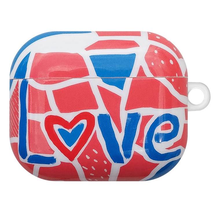 For Apple AirPods 3 IMD Stylish Pattern Protective Cover Earphone Charging Box Drop-proof TPU Case - Color Blocks/Love