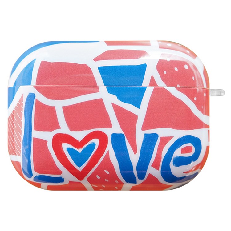 For Apple AirPods Pro Stylish Pattern IMD Protective Cover Earphone Charging Box Shockproof TPU Case - Color Blocks/Love